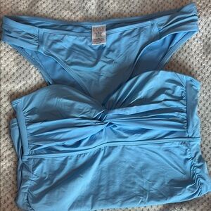 COLE Light Blue Twist-Front Bandeau Swim Top